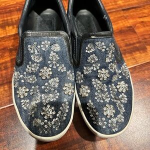 Dior Blue and Silver Embellished Sneakers